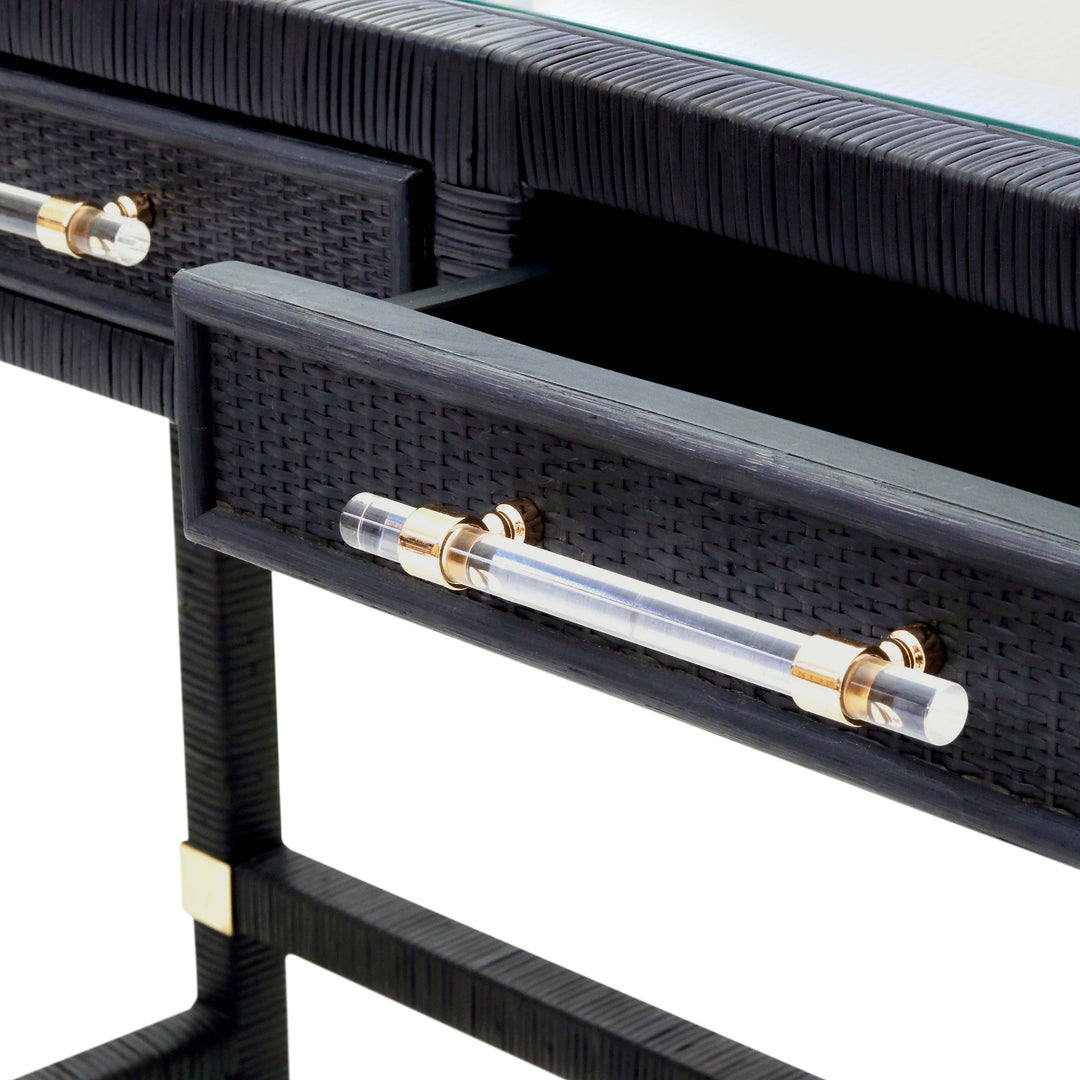 Amara 47" Charcoal Woven Rattan Desk