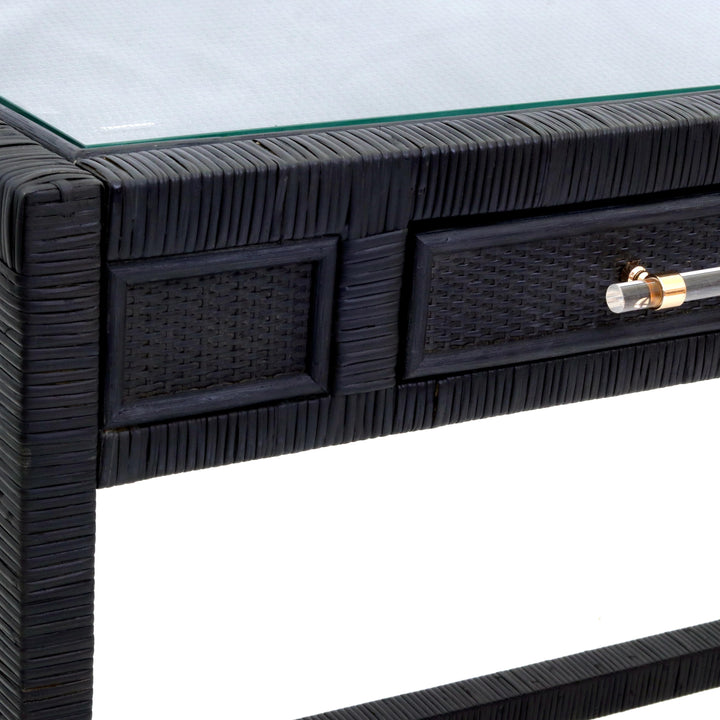 Amara 47" Charcoal Woven Rattan Desk