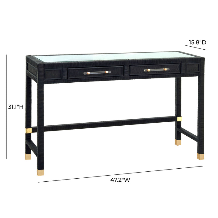 Amara 47" Charcoal Woven Rattan Desk