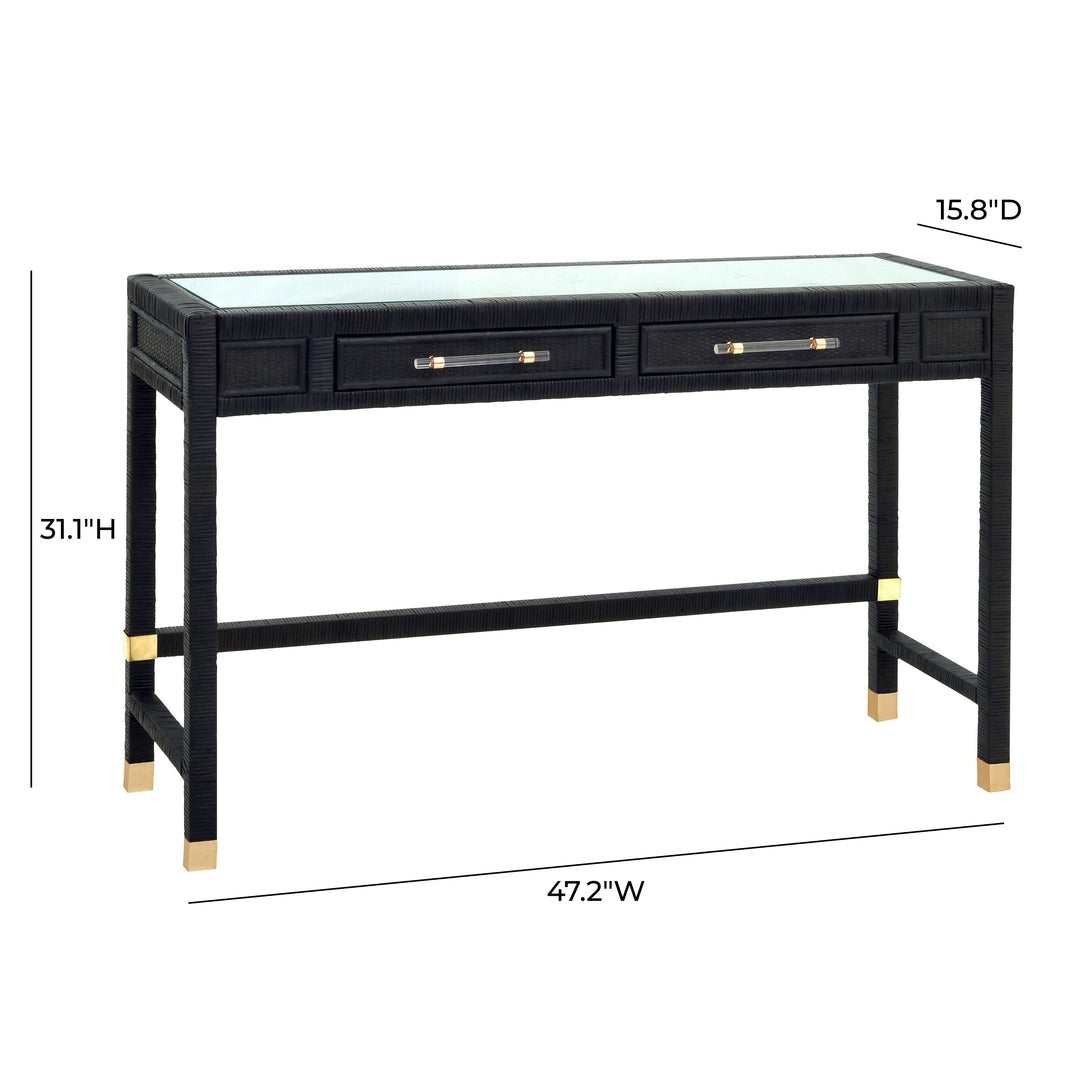 Amara 47" Charcoal Woven Rattan Desk
