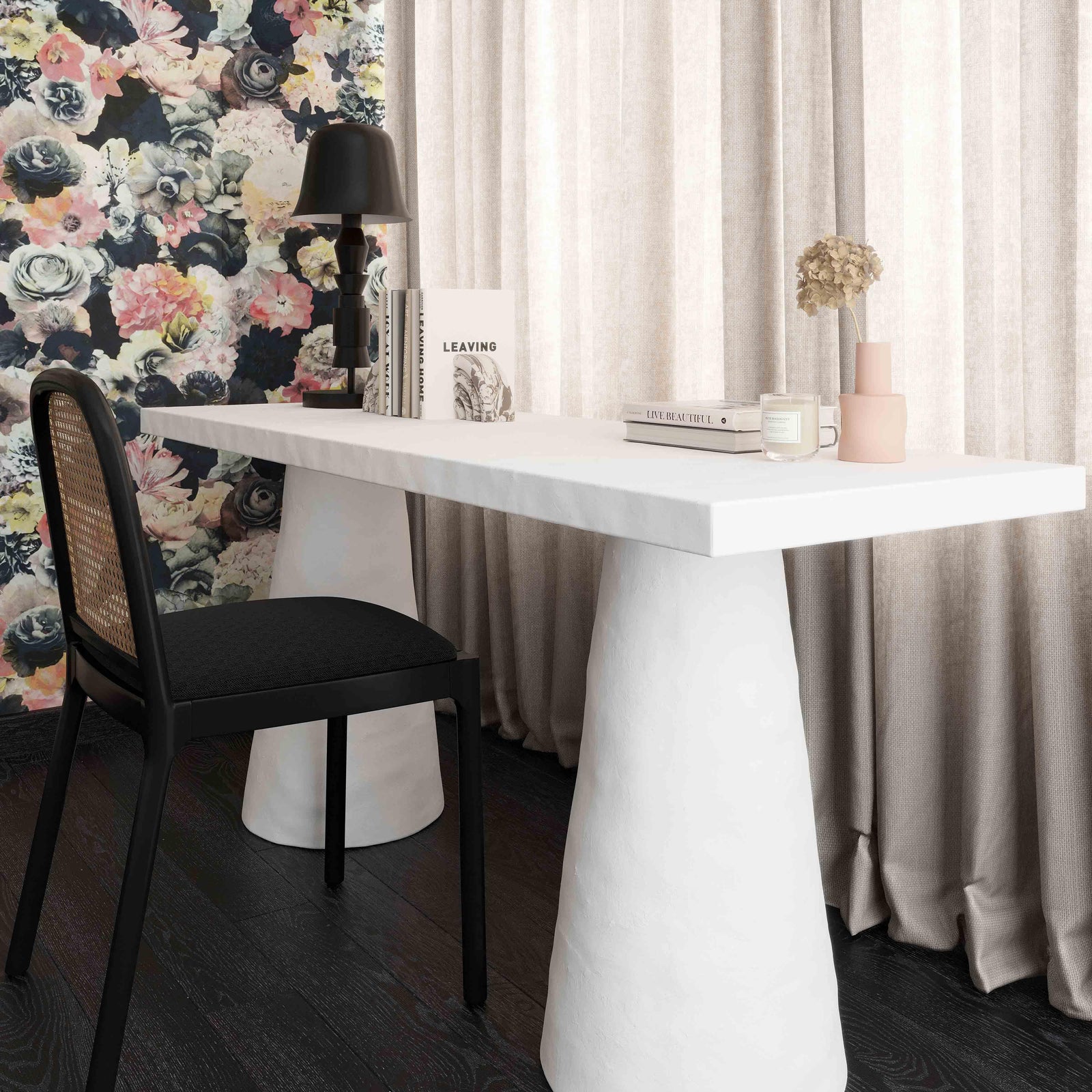 Dayana 68.5" Desk in Faux Plaster