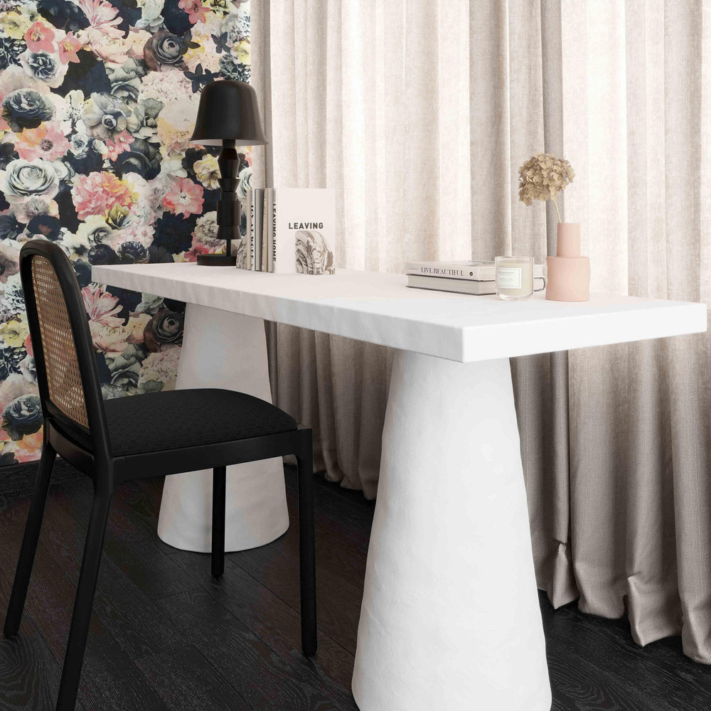 Dayana 68.5" White Faux Plaster Desk