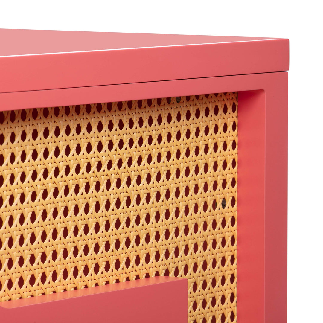 Suzie 62" Pink Rattan Executive Desk With Drawer