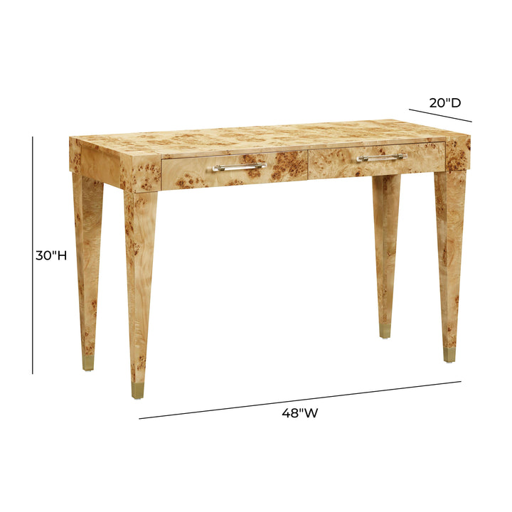 Brandyss 48" Natural Burl 2-Drawer Work Desk