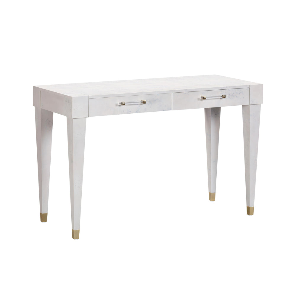 Brandyss 48" White Burl 2-Drawer Work Desk