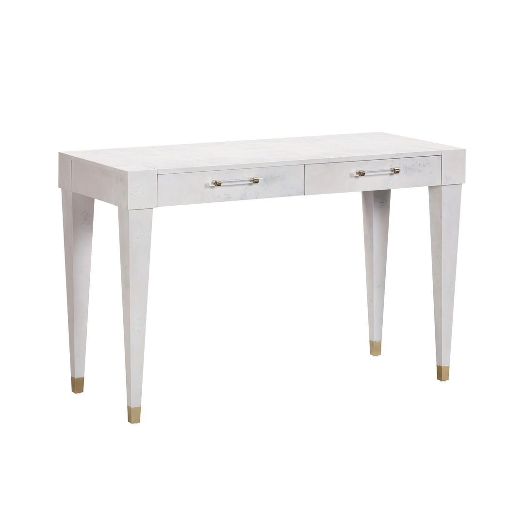 Brandyss 48" White Burl 2-Drawer Work Desk