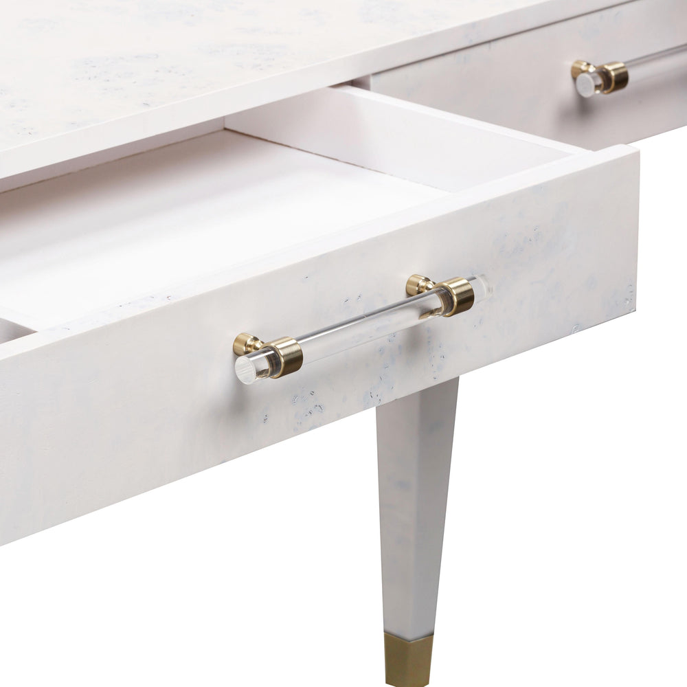 Brandyss 48" White Burl 2-Drawer Work Desk