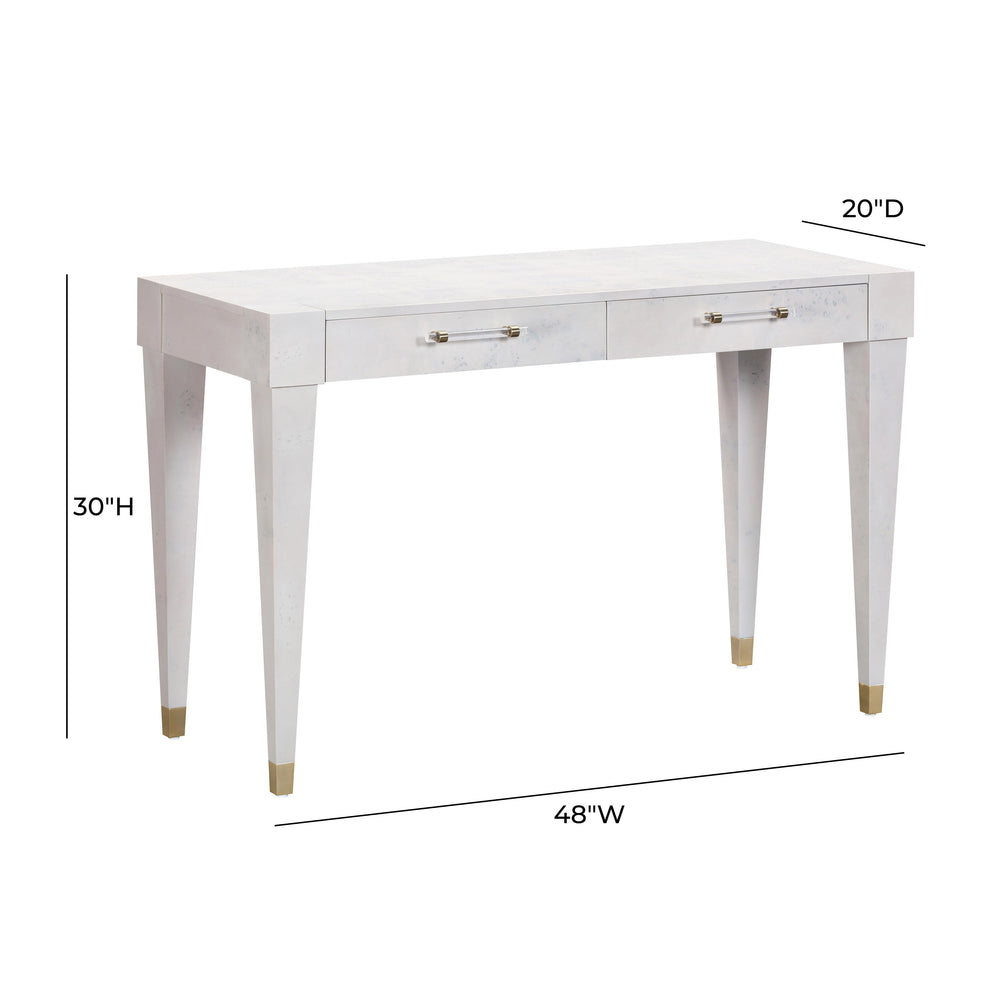 Brandyss 48" White Burl 2-Drawer Work Desk