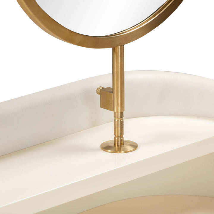 Penelope 45" Cream Vegan Leather Wrapped Vanity Desk With Drawer