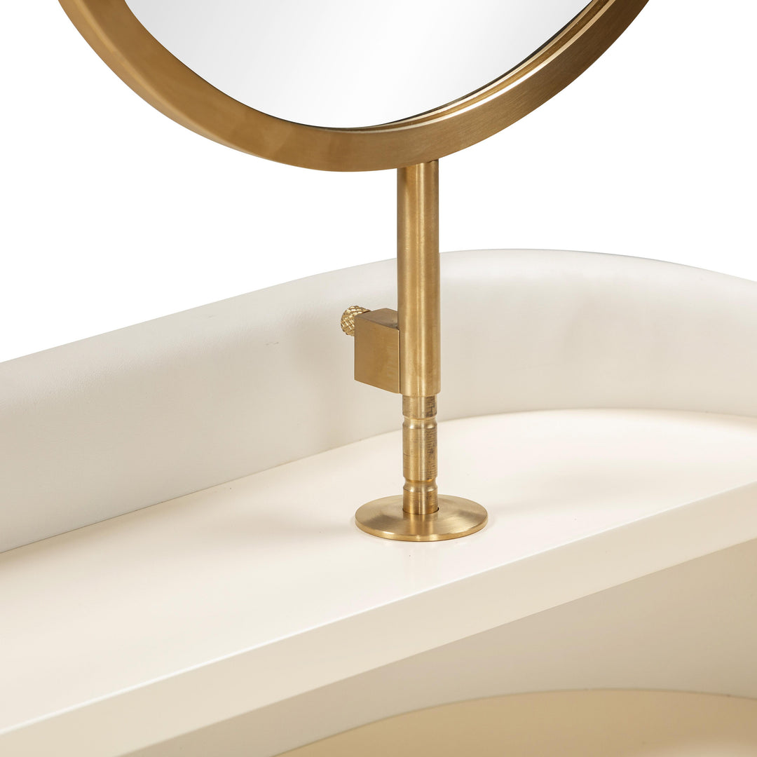 Penelope 45" Cream Vegan Leather Wrapped Vanity Desk With Drawer