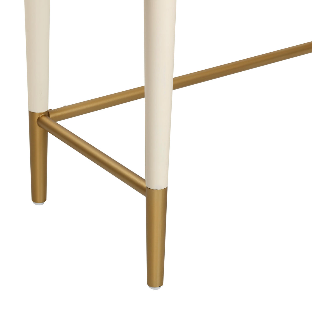 Penelope 45" Cream Vegan Leather Wrapped Vanity Desk With Drawer