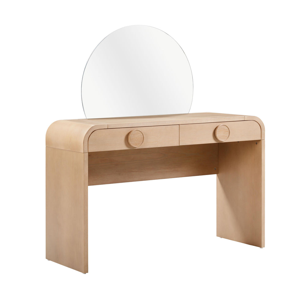 Moonrise 48" Natural Ash 2-Drawer Vanity Desk with Mirror