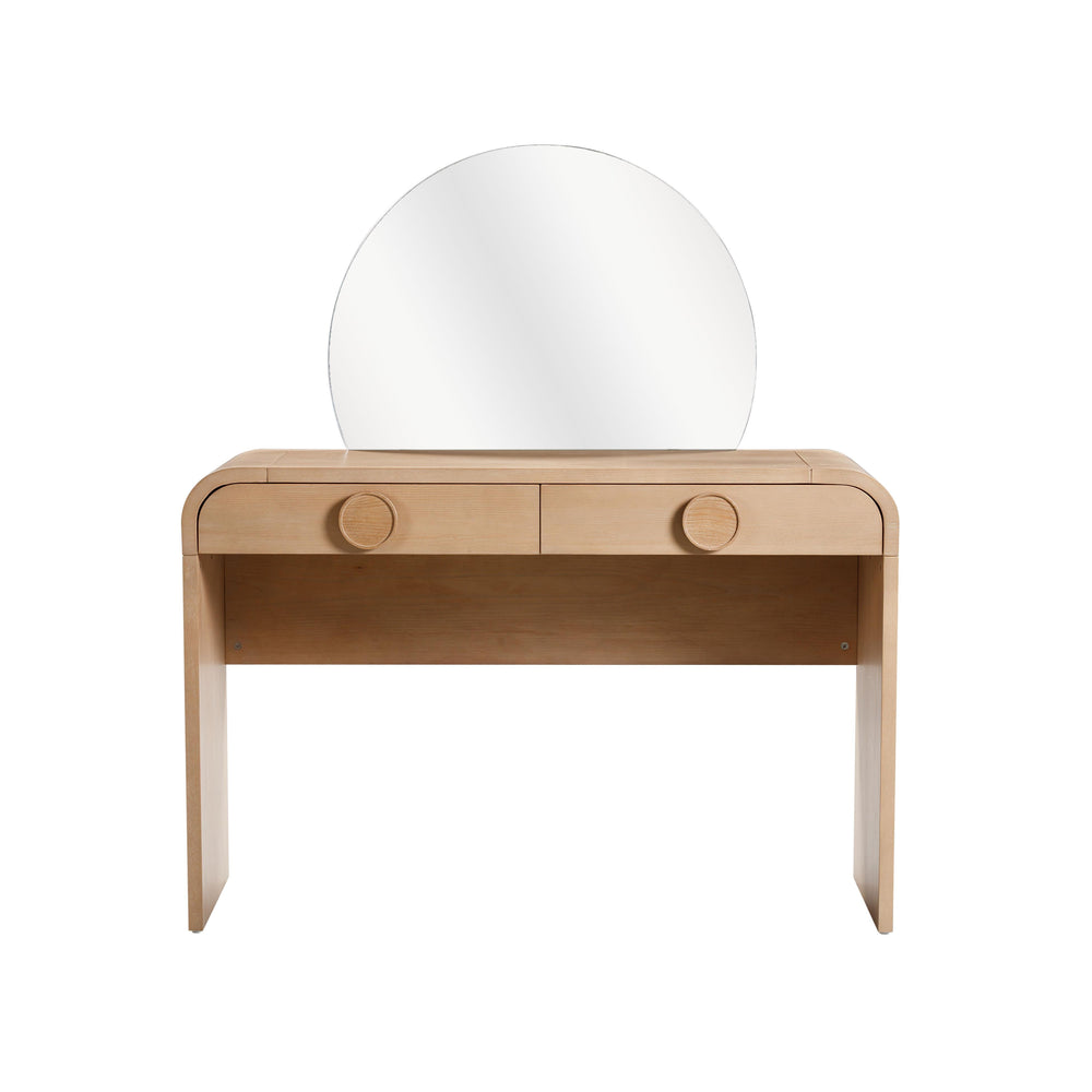 Moonrise 48" Natural Ash 2-Drawer Vanity Desk with Mirror
