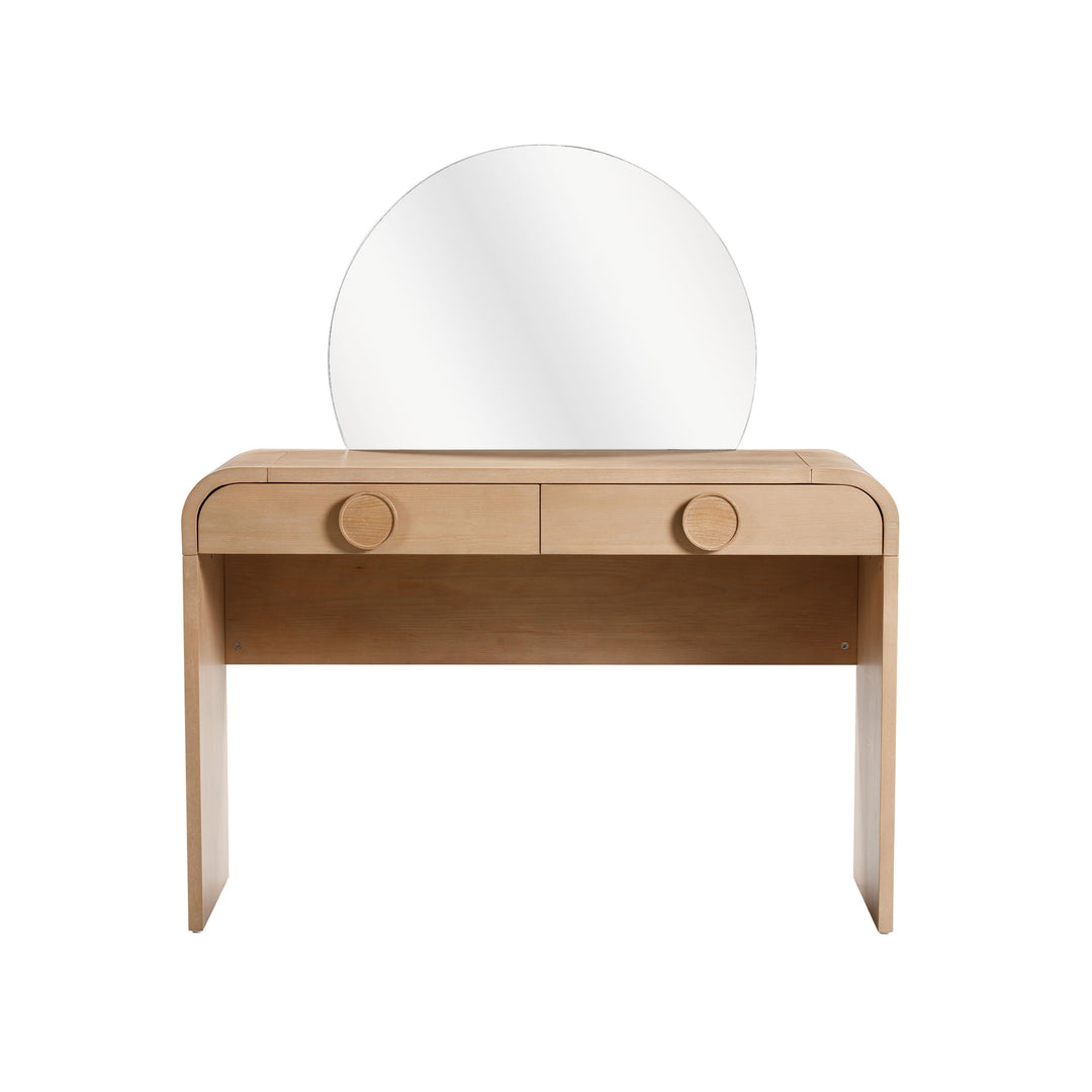 Moonrise 48 Natural Ash 2-Drawer Vanity Desk with Mirror