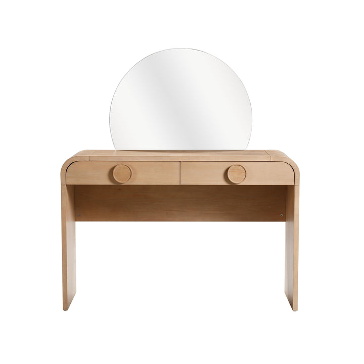 Moonrise 48 Natural Ash 2-Drawer Vanity Desk with Mirror