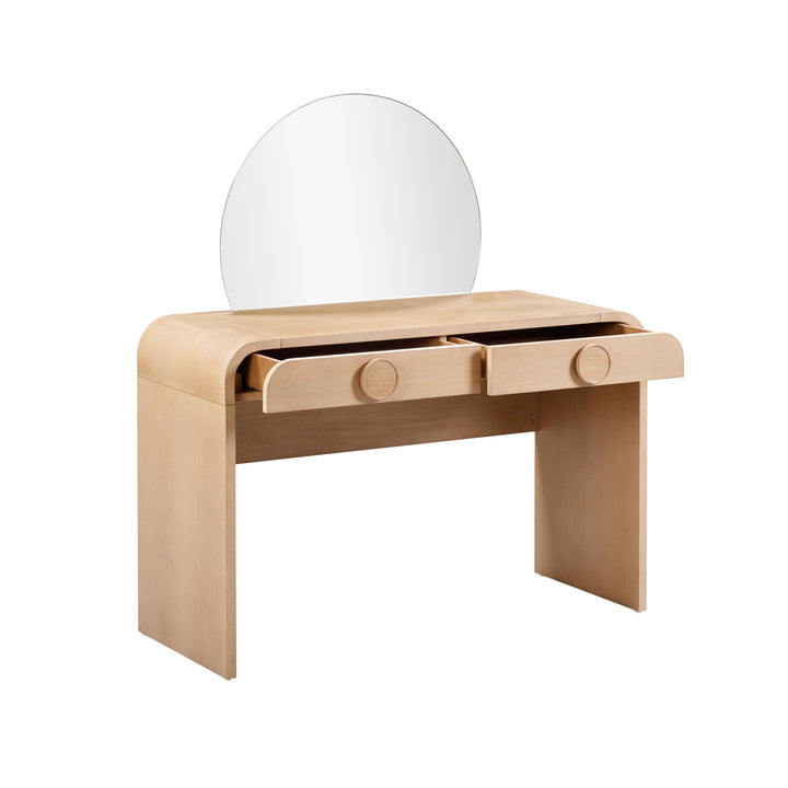 Moonrise 48" Natural Ash 2-Drawer Vanity Desk with Mirror