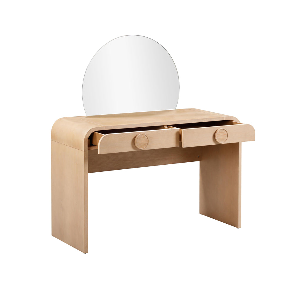 Moonrise 48" Natural Ash 2-Drawer Vanity Desk with Mirror