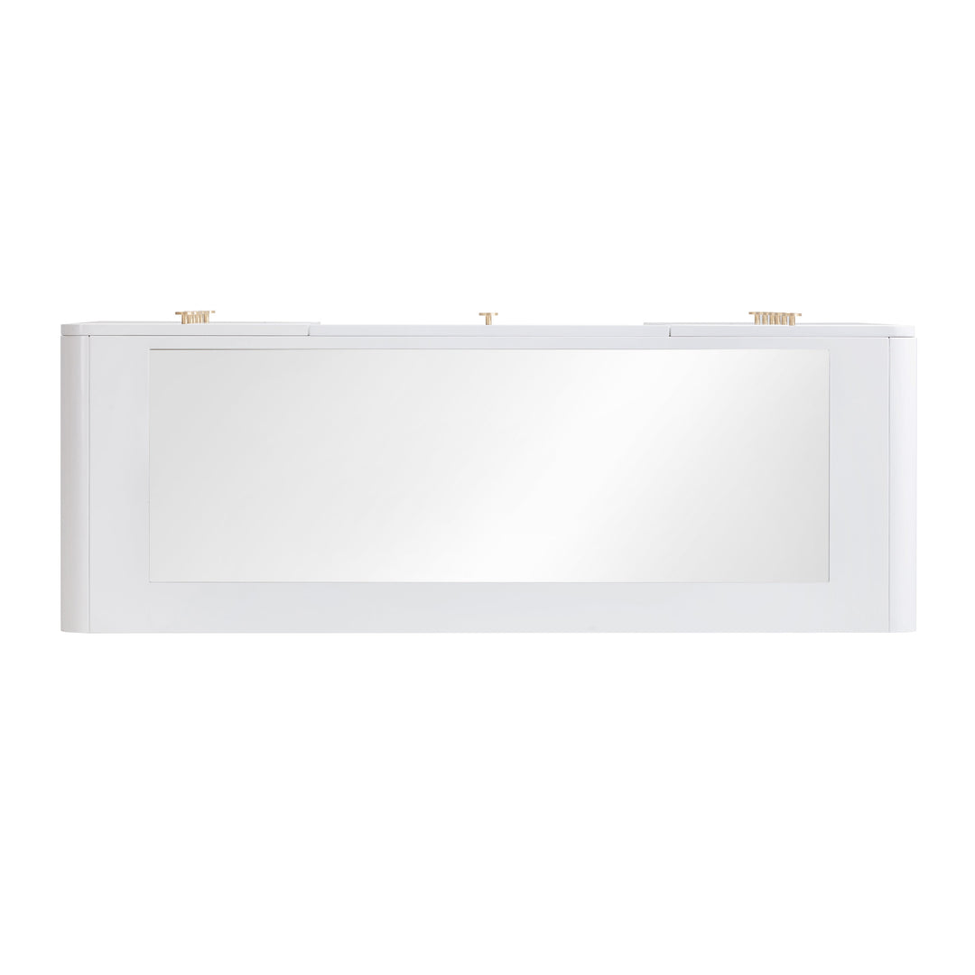 Hollywood 56" White Desk with Lola Jumbo LED Panel Vanity Mirror