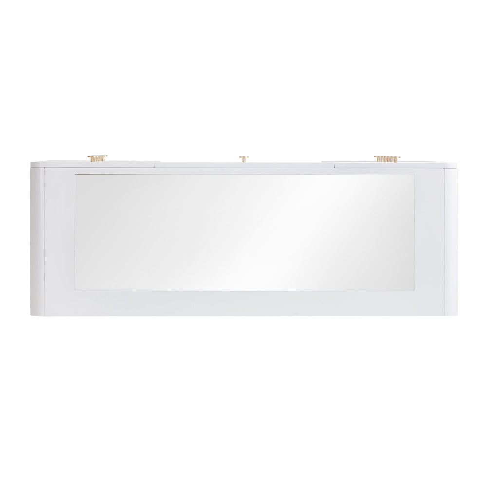 Hollywood 56" White Desk with Lola Jumbo Bulb Vanity Mirror