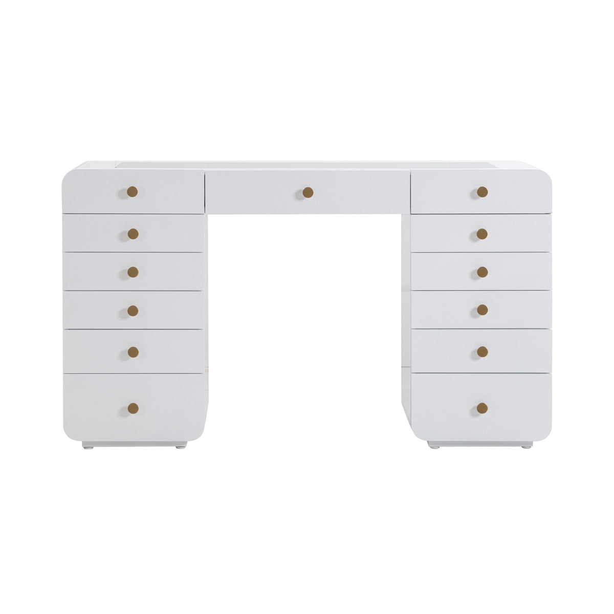 Hollywood 56" White 13-Drawer Vanity Desk (Desk Only)