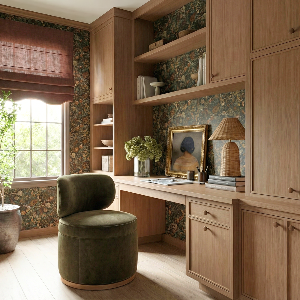 Amaya Green Upcycled Contract-Grade Chenille Swivel Desk Chair