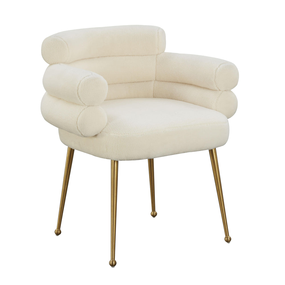 Dente Cream Performance Faux Sheepskin Dining Chair