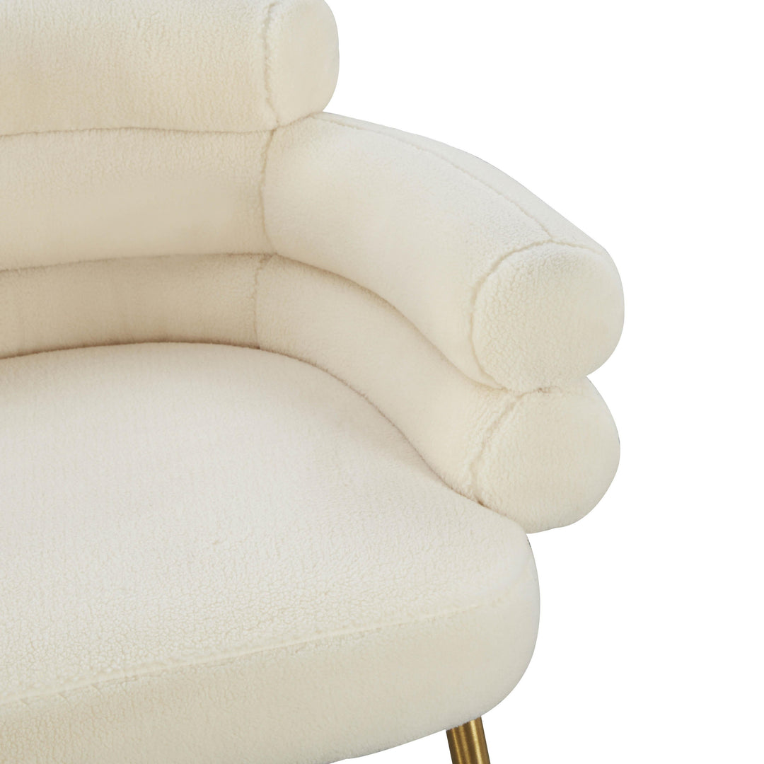 Dente Cream Performance Faux Sheepskin Dining Chair