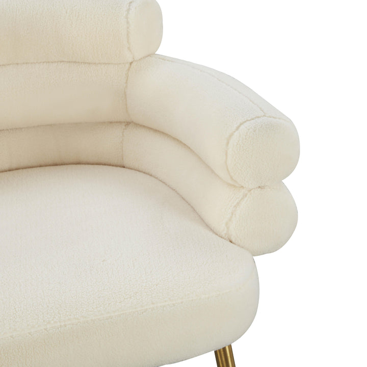 Dente Cream Performance Faux Sheepskin Dining Chair