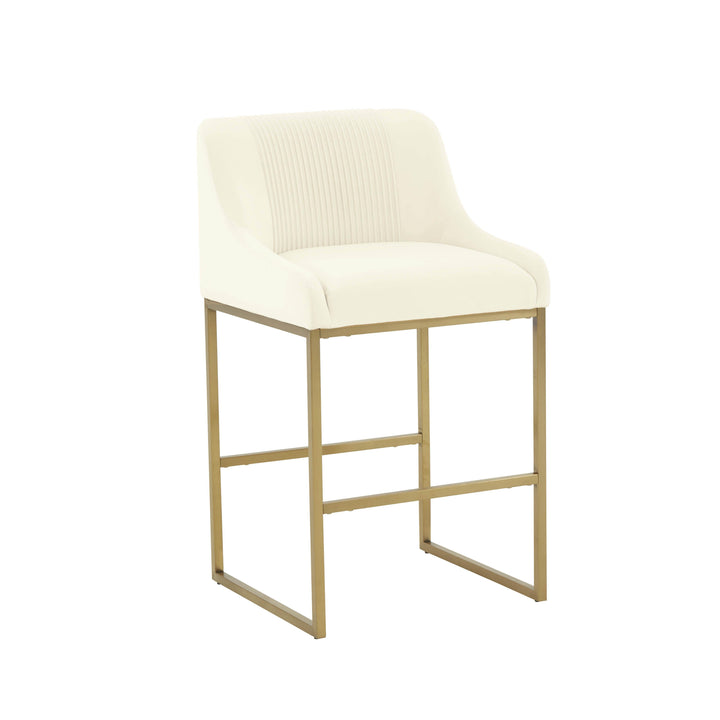 Lisa Cream Pleated Performance Velvet Counter Stool by Inspire Me! Home Decor