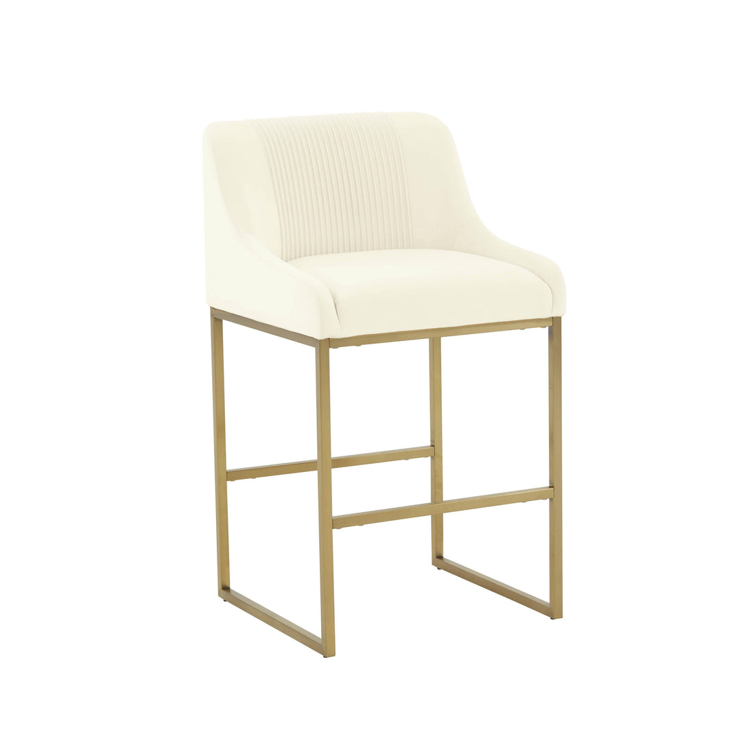 Lisa Cream Pleated Performance Velvet Counter Stool by Inspire Me! Home Decor