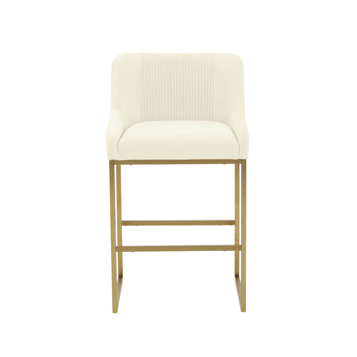 Lisa Cream Pleated Performance Velvet Counter Stool by Inspire Me! Home Decor