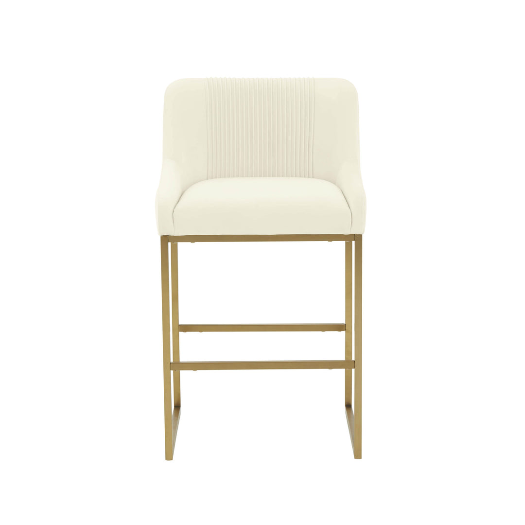Lisa Cream Pleated Performance Velvet Counter Stool by Inspire Me! Home Decor