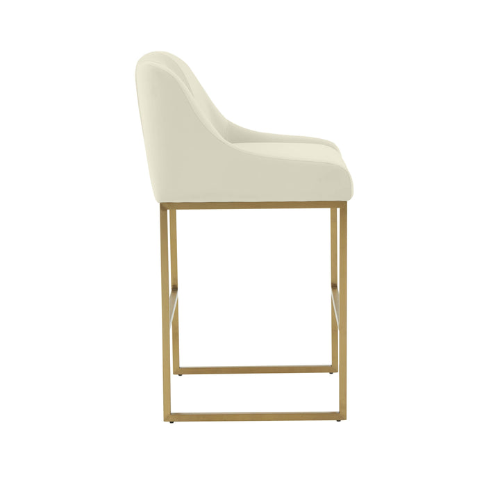 Lisa Cream Pleated Performance Velvet Counter Stool by Inspire Me! Home Decor