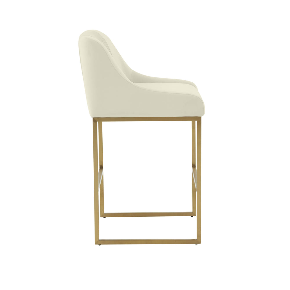 Lisa Cream Pleated Performance Velvet Counter Stool by Inspire Me! Home Decor