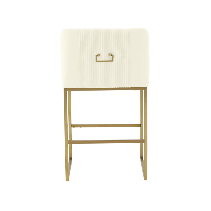 Lisa Cream Pleated Performance Velvet Counter Stool by Inspire Me! Home Decor