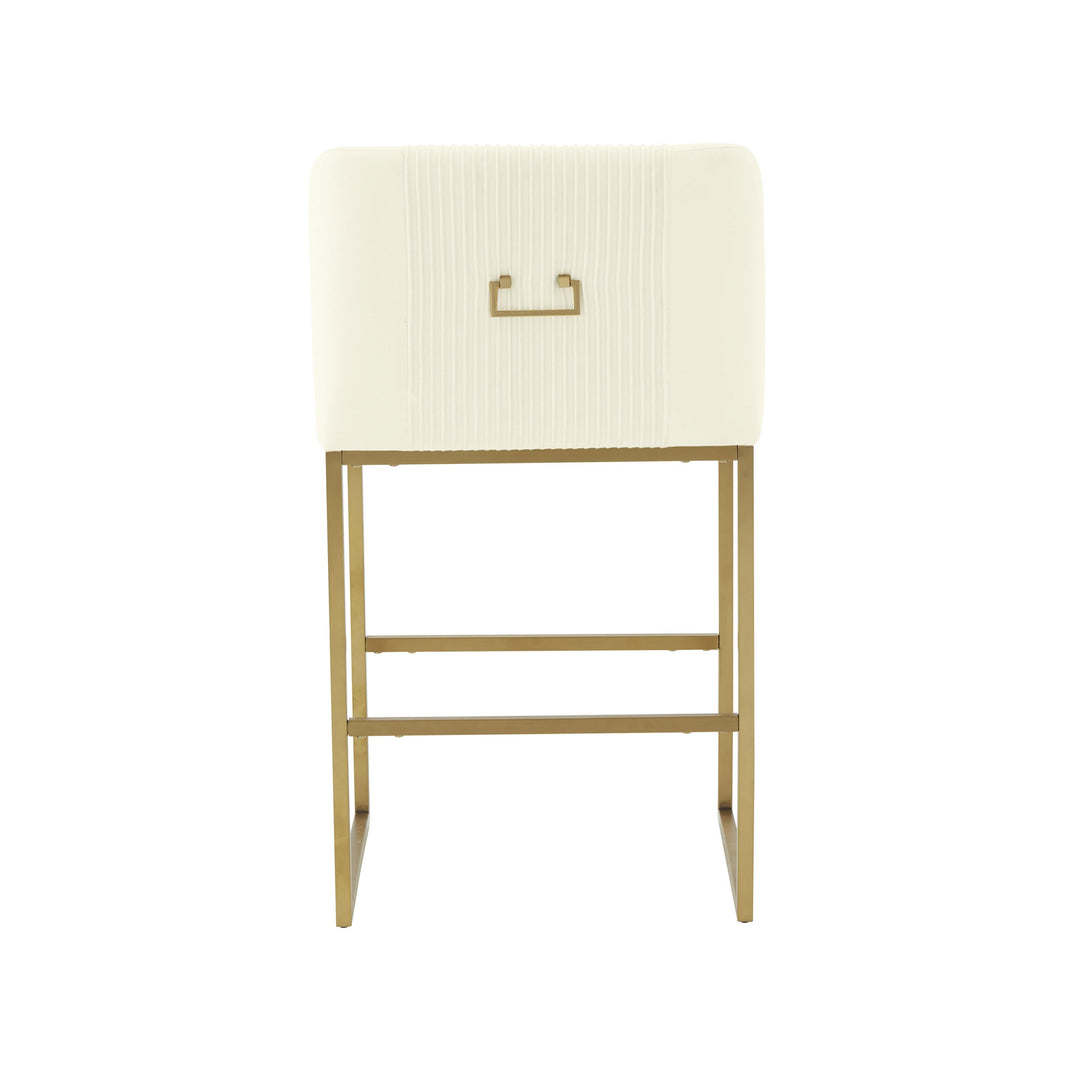 Lisa Cream Pleated Performance Velvet Counter Stool by Inspire Me! Home Decor