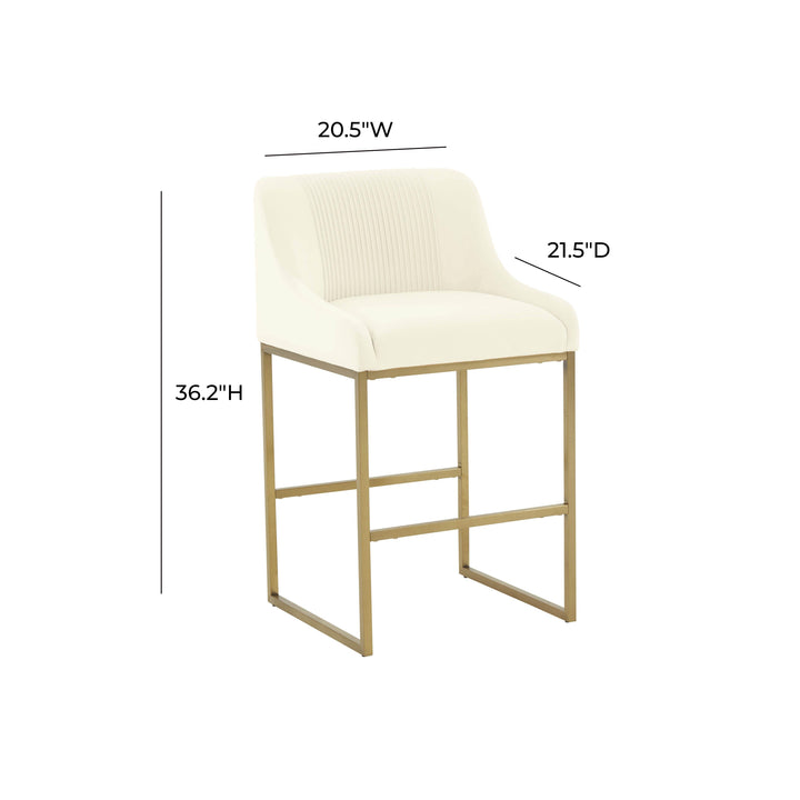 Lisa Cream Pleated Performance Velvet Counter Stool by Inspire Me! Home Decor