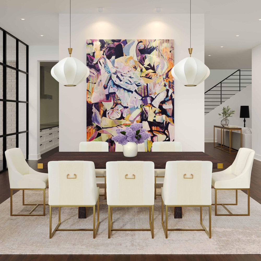 Lisa Pleated Performance Velvet Dining Chair by Inspire Me! Home Decor - Cream