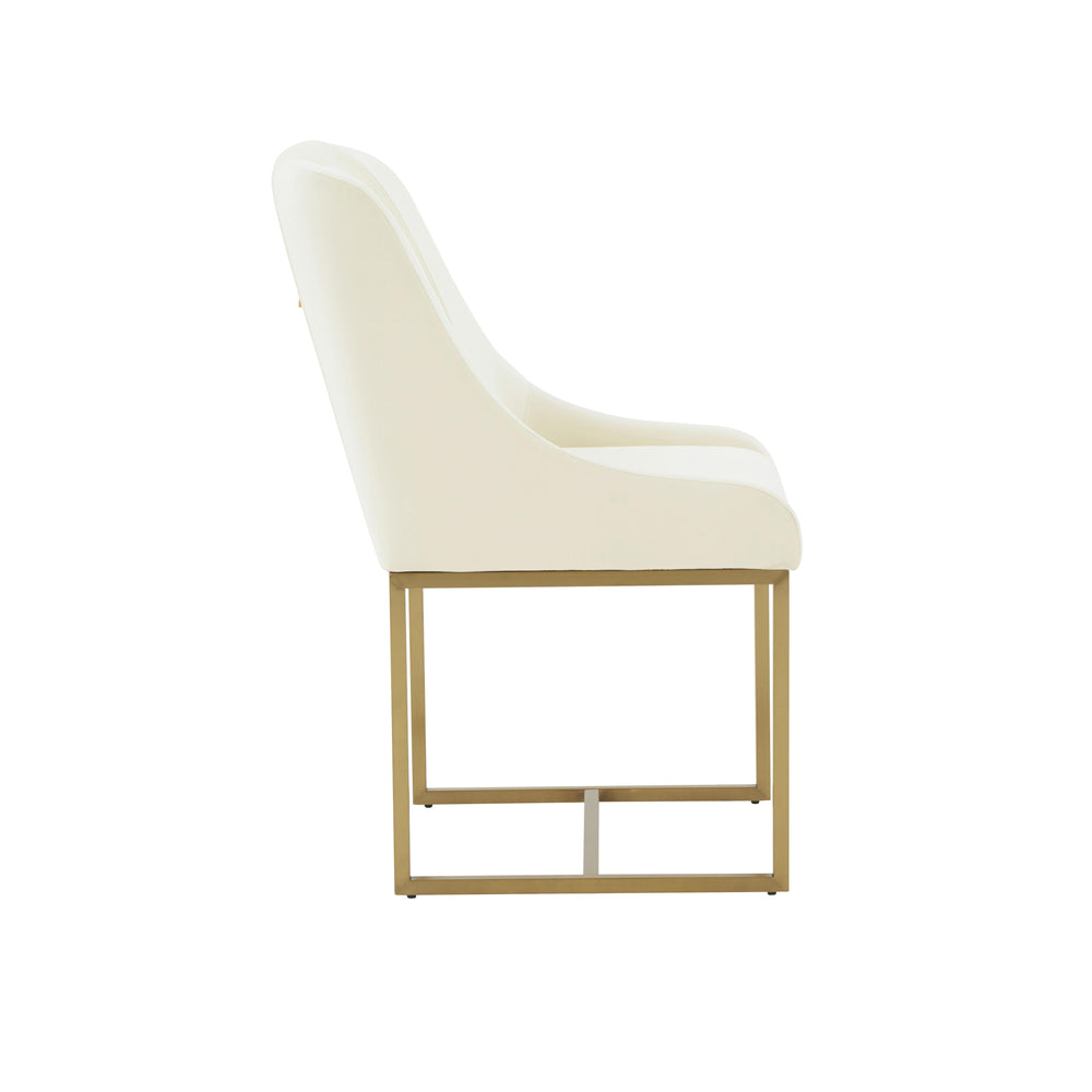 Lisa Pleated Performance Velvet Dining Chair by Inspire Me! Home Decor - Cream