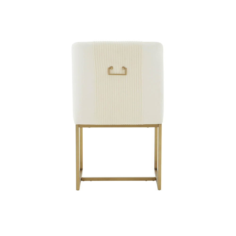 Lisa Pleated Performance Velvet Dining Chair by Inspire Me! Home Decor - Cream