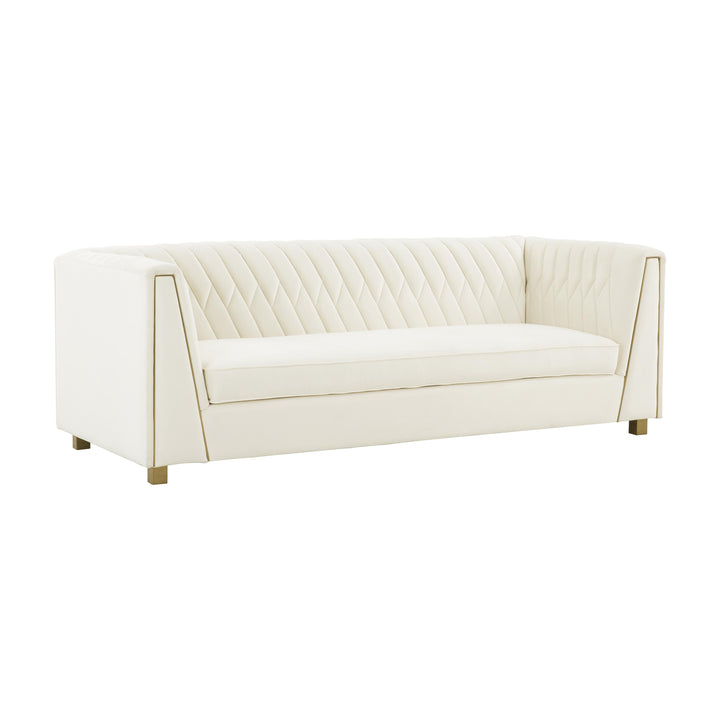 Wafa 87" Cream Performance Velvet Sofa by Inspire Me! Home Decor