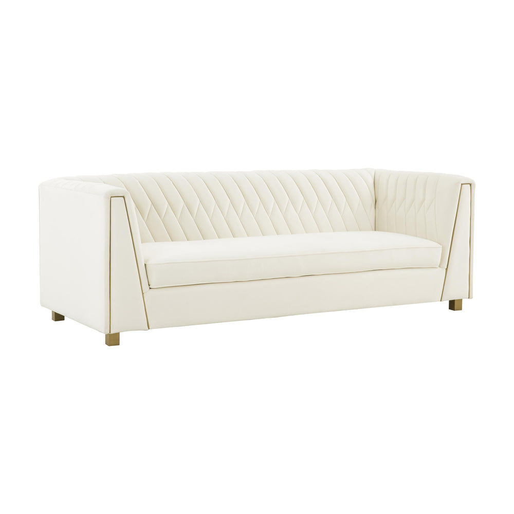Wafa 87" Cream Performance Velvet Sofa by Inspire Me! Home Decor