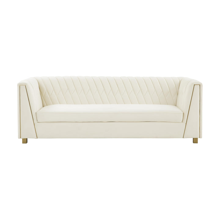 Wafa 87" Cream Performance Velvet Sofa by Inspire Me! Home Decor