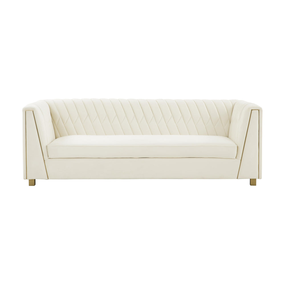 Wafa 87" Cream Performance Velvet Sofa by Inspire Me! Home Decor