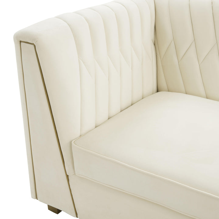 Wafa 87" Cream Performance Velvet Sofa by Inspire Me! Home Decor