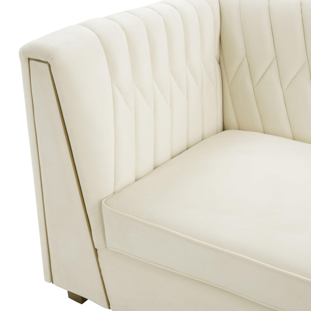 Wafa 87" Cream Performance Velvet Sofa by Inspire Me! Home Decor