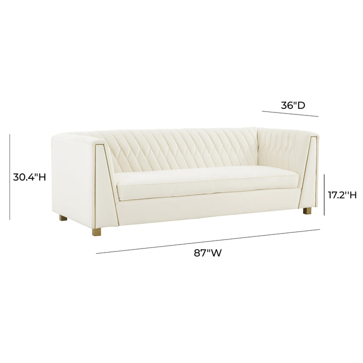 Wafa 87" Cream Performance Velvet Sofa by Inspire Me! Home Decor