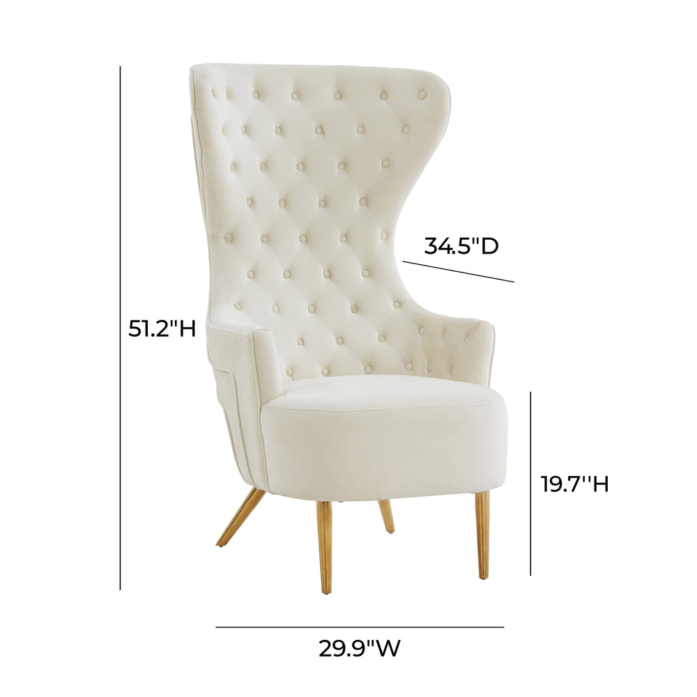 Jezebel Performance Velvet Wingback Accent Chair by Inspire Me! Home Decor - Cream