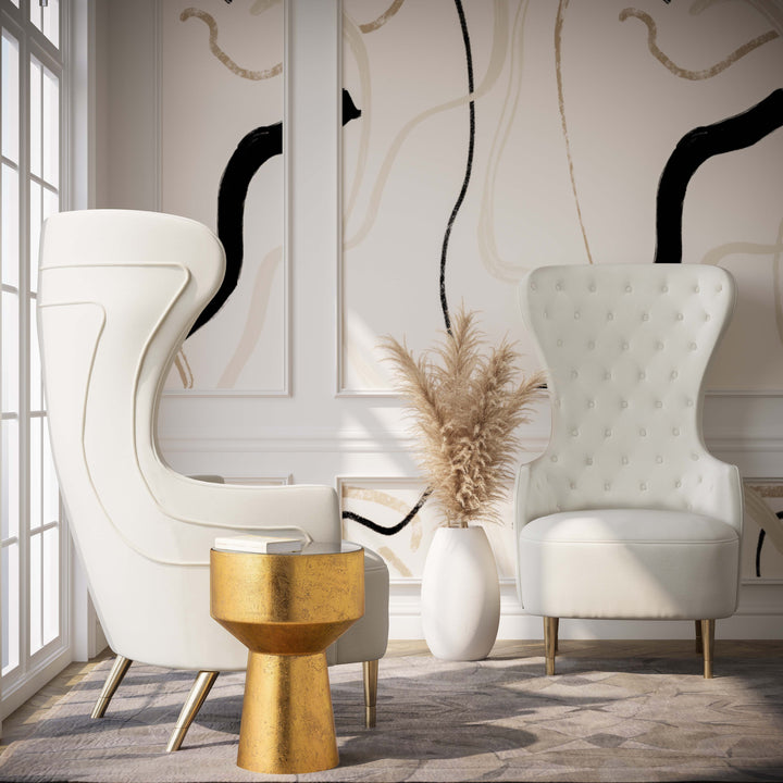 Jezebel Performance Velvet Wingback Accent Chair by Inspire Me! Home Decor - Cream