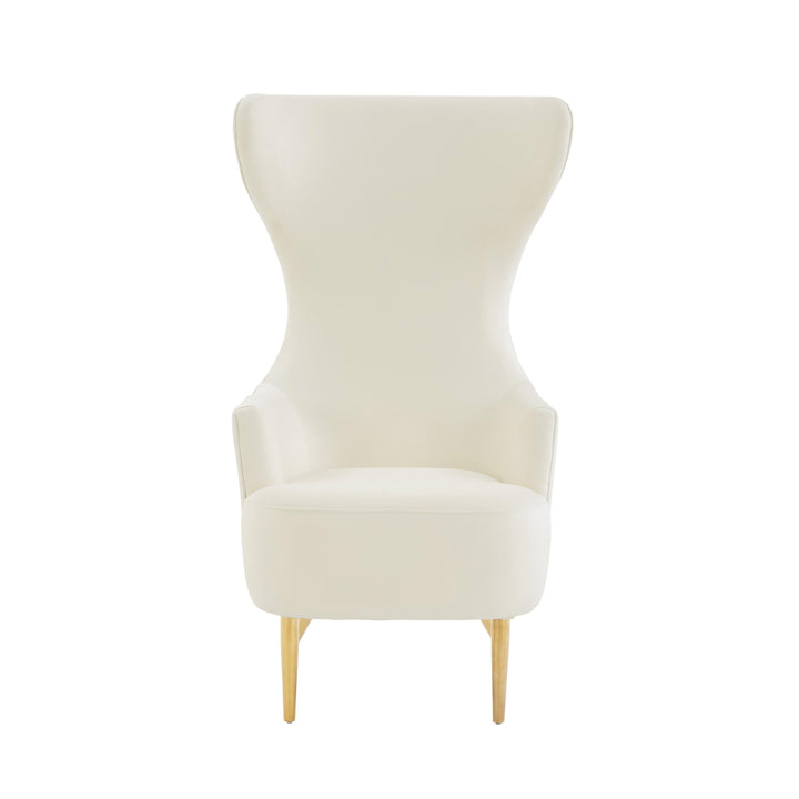 Julia Performance Velvet Channel Tufted Wingback Accent Chair by Inspire Me! Home Decor - Cream